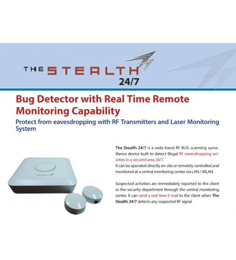 The Stealth 24/7  (DIGITAL & ANALOG Signal) BUG, Cell phone Detector with Real Time Remote Monitoring Capability